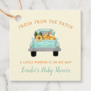 Vintage Truck With Pumpkin Rustic Fall Baby Shower Favor Tags