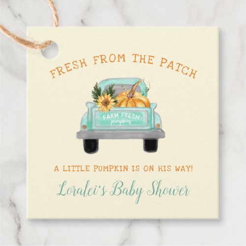 Vintage Truck With Pumpkin Rustic Fall Baby Shower Favor Tags
