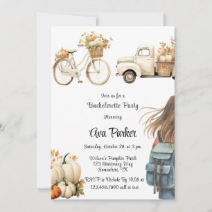 Vintage Truck with Pumpkins Bachelorette Party Invitation