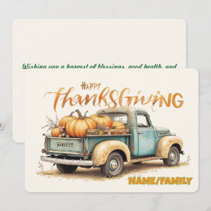 Vintage Truck with Pumpkins – Happy Thanksgiving Holiday Card