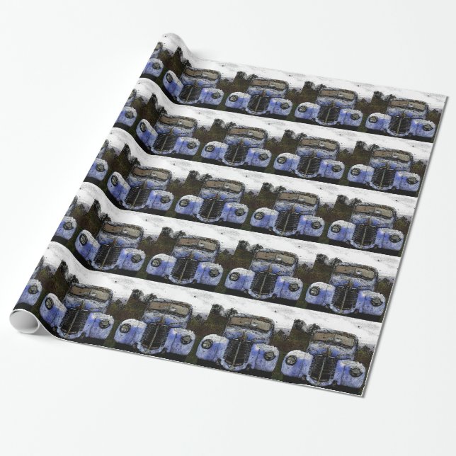 Vintage Truck Wrapping Paper (Unrolled)