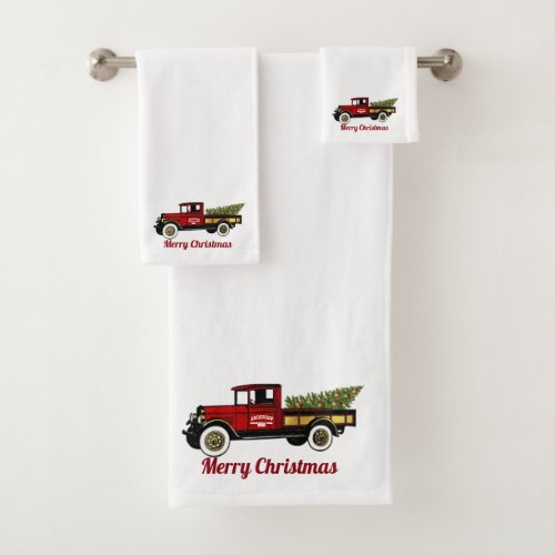 Vintage Truck Your Christmas Tree Farm Bath Towel Set