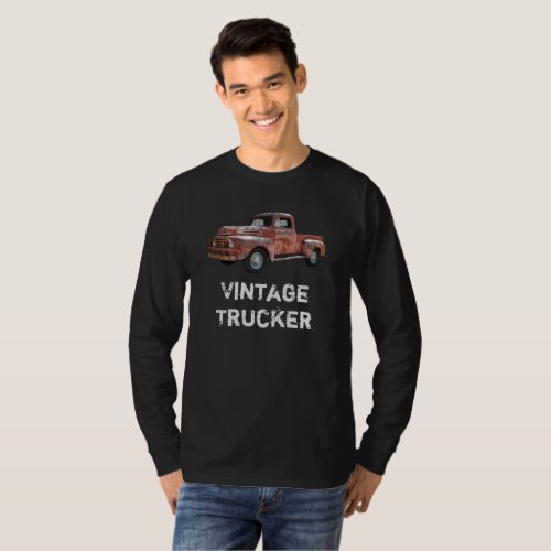 Vintage Trucker Old Truck Mens Long Sleeved T_Shirt