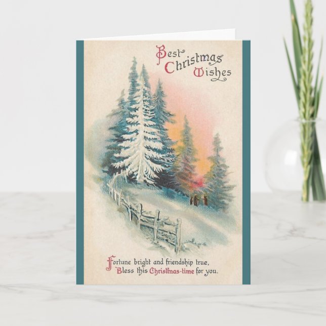 Vintage True Friendship Christmas Greeting Card (Front)