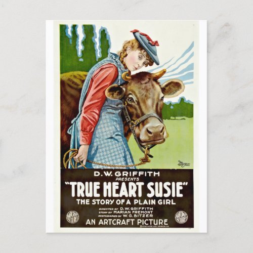 Vintage True Heart Susie Silent Hollywood Movie Postcard