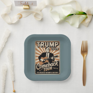 Vintage TRUMP 2024 Rocks COMEBACK TOUR Paper Plates