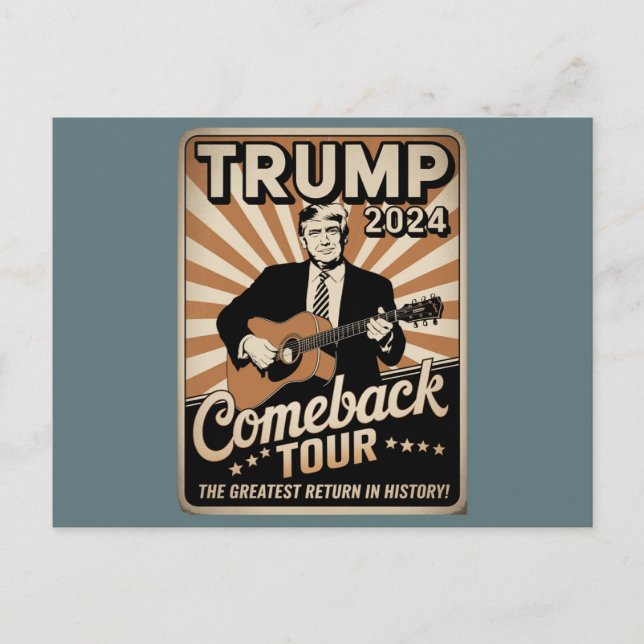 Vintage TRUMP 2024 Rocks COMEBACK TOUR  Postcard (Front)