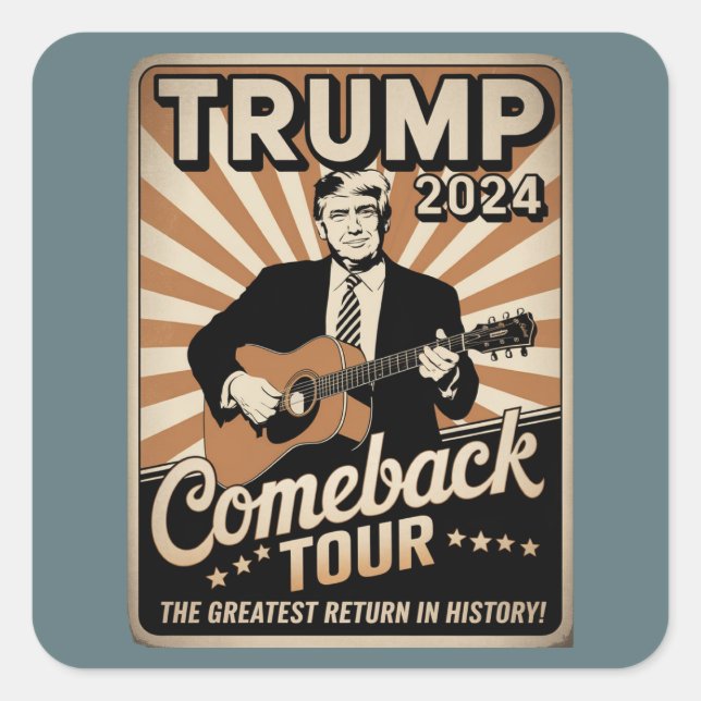 Vintage TRUMP 2024 Rocks COMEBACK TOUR  Square Sticker (Front)
