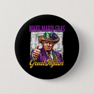Vintage Trump Make Mardi Gras Great Again Funny Co Button