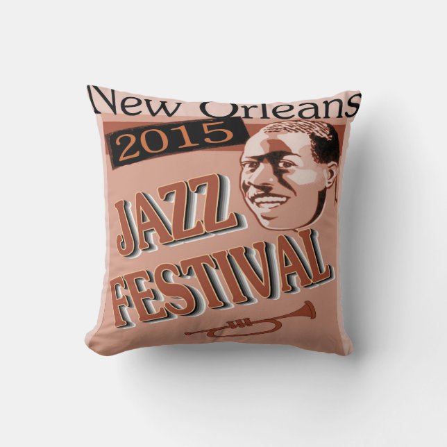 Vintage Trumpet player Fest Music Poster Throw Pillow (Front)