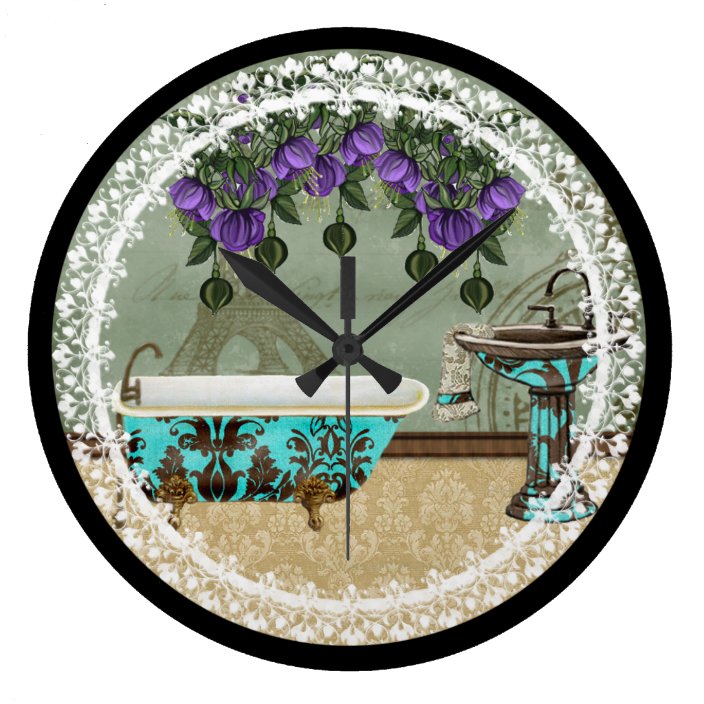 Vintage Tub Sink Bathroom Wall Clock Zazzle Com - Bathroom Wall Clock Vintage Tub Sink Bathroom Wall Clock Zazzle Com - Bathroom Wall Clock
