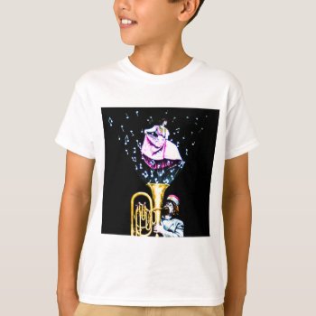 Vintage Tuba Player And Singer Music Notes T-shirt by scenesfromthepast at Zazzle