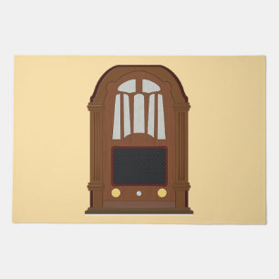 Vintage Tube Radio Antique Wooden Stereo Doormat