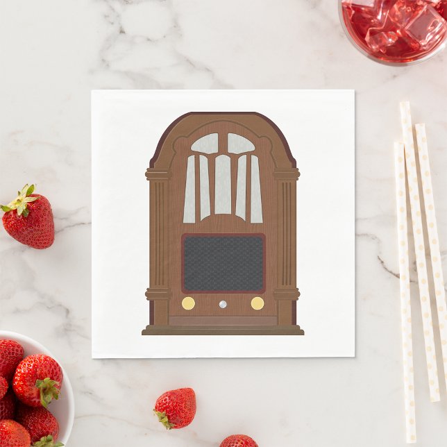 Vintage Tube Radio Antique Wooden Stereo Napkins (Creator Uploaded)