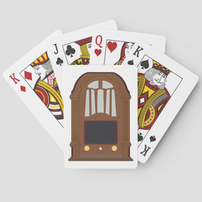 Vintage Tube Radio Antique Wooden Stereo Poker Cards (Back)