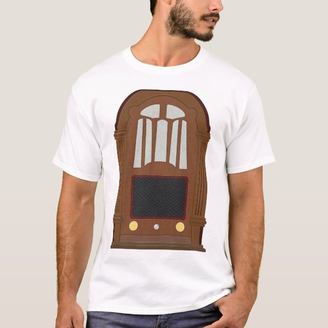 Vintage Tube Radio Antique Wooden Stereo T-Shirt (Front)