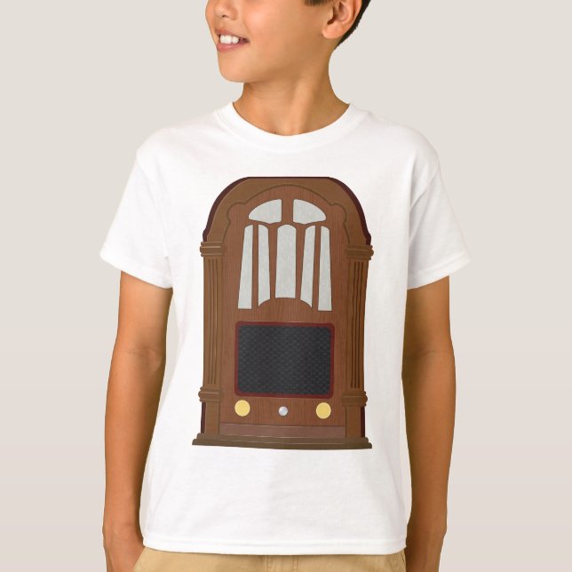 Vintage Tube Radio Antique Wooden Stereo T-Shirt (Front)