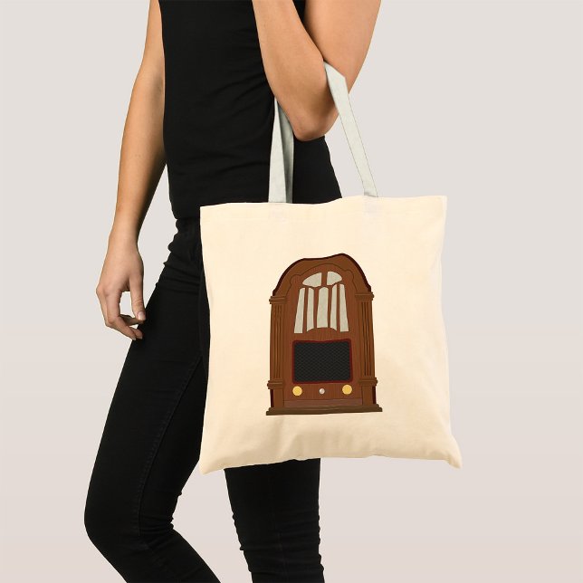 Vintage Tube Radio Antique Wooden Stereo Tote Bag (Creator Uploaded)