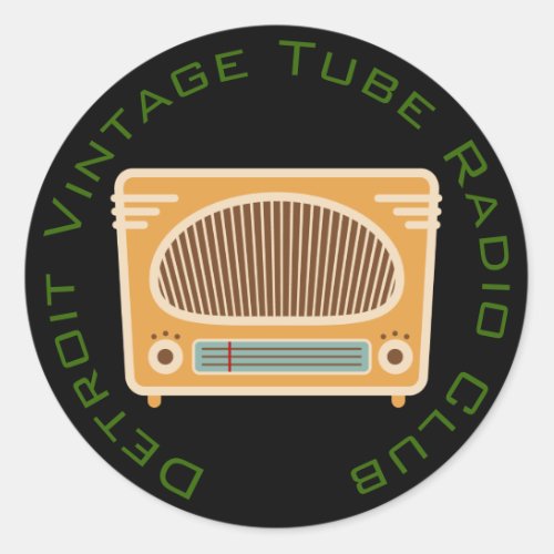 Vintage Tube Radio Club Customized Classic Round Sticker