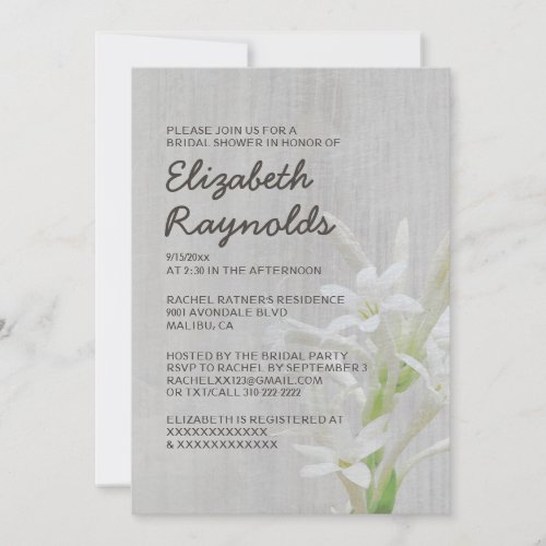 Vintage Tuberose Bridal Shower Invitations