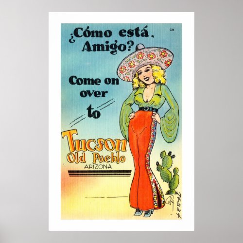 Vintage Tucson Old Pueblo Arizona Poster