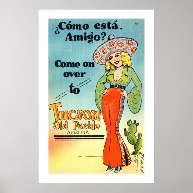 Vintage Tucson Old Pueblo Arizona Poster (Front)