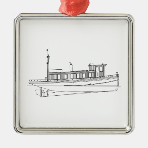 Vintage Tugboat Metal Ornament