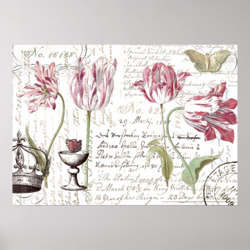 VINTAGE TULIP APOTHECARY PRINT OR DECOUPAGE PAPER