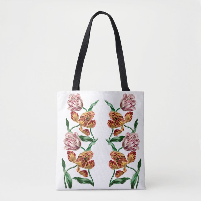 Vintage Tulip Botanical Illustration Tote Bag (Front)