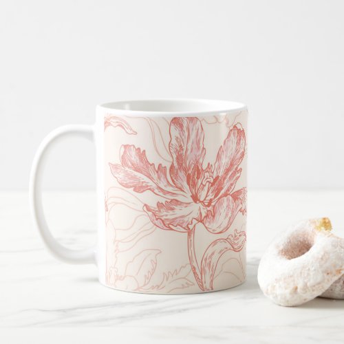 Vintage Tulip Floral Pattern Coffee Mug