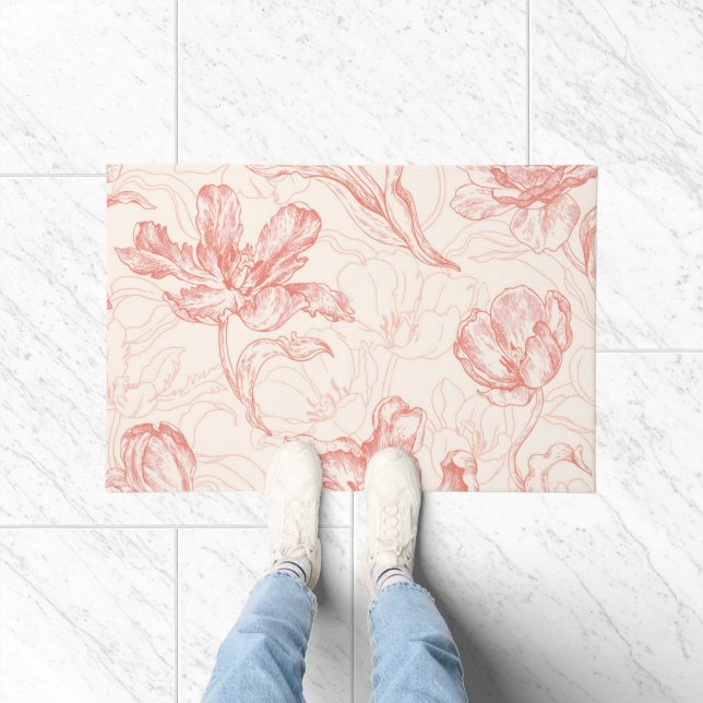 Vintage Tulip Floral Pattern Doormat (Indoor)