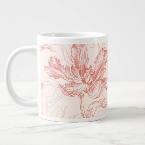Vintage Tulip Floral Pattern Giant Coffee Mug