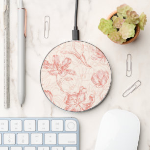Vintage Tulip Floral Pattern Wireless Charger