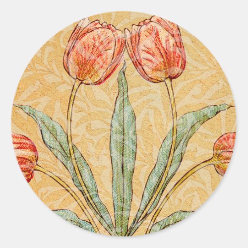 Vintage Tulip Morris Painting Collection Classic Round Sticker