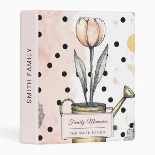 Vintage Tulip Watercolor Polka Dot Art Mini Binder