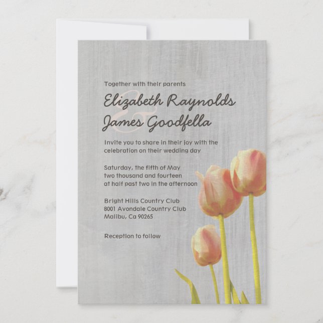 Vintage Tulip Wedding Invitations (Front)
