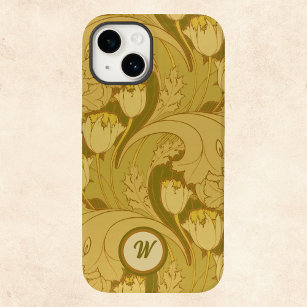 Vintage Tulips and Acanthus Leaves with Monogram Case-Mate iPhone 14 Case