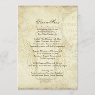 Vintage Tulips Angel Wings Swirl Tea Stained Menu