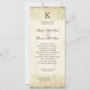 Vintage Tulips Angel Wings Swirl Tea Stained Red Invitation