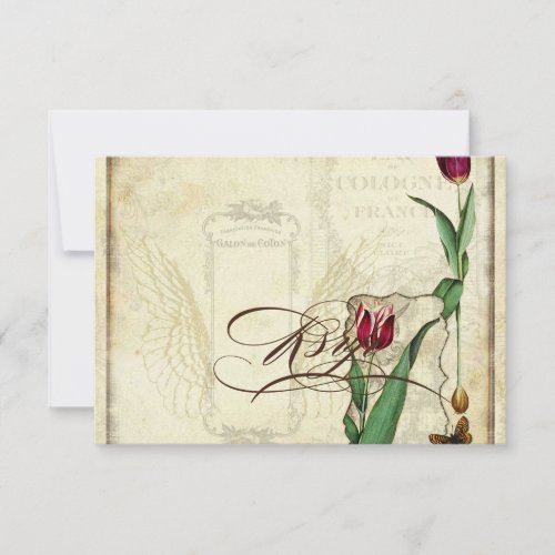 Vintage Tulips Angel Wings Swirl Tea Stained RSVP