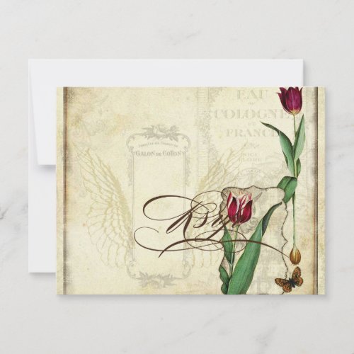 Vintage Tulips Angel Wings Swirl Tea Stained RSVP