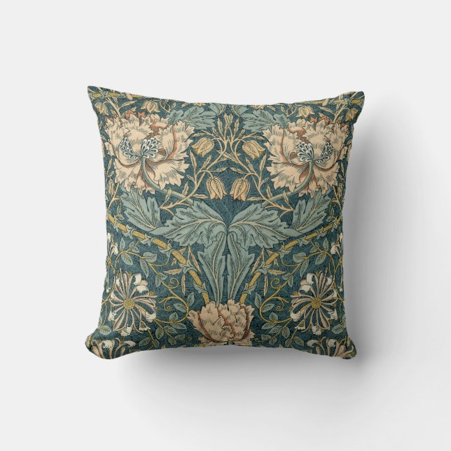 Vintage Tulips by William Morris Throw Pillow (Front)