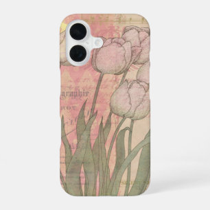 Vintage Tulips on Floral Background iPhone 16 Case