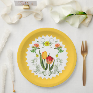 Vintage Tulips Paper Plates