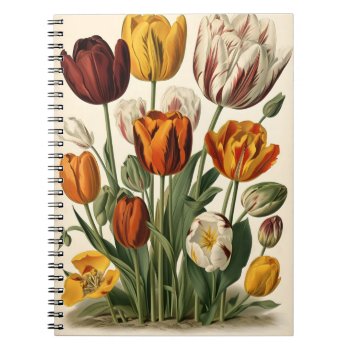 Vintage Tulips Pattern Personalized Notebook by SugSpc_Invitations at Zazzle