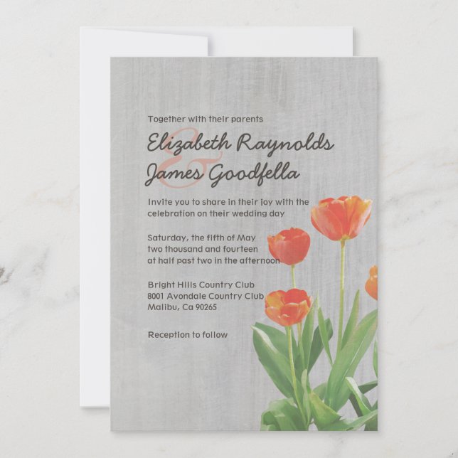 Vintage Tulips Wedding Invitations (Front)