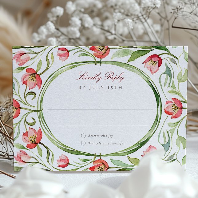 Vintage Tulips Wedding RSVP Card (Creator Uploaded)