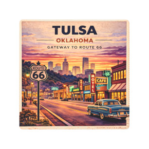 Vintage Tulsa Oklahoma Route 66 Travel Scene Metal Print