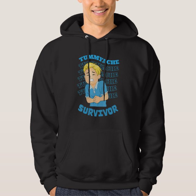 Vintage Tummy Ache Survivor Stomachache IBS Hoodie (Front)