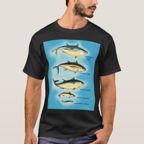 Vintage Tuna Fish Species Chart T_Shirt